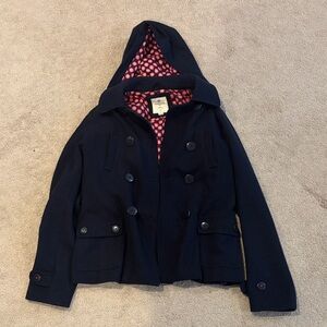 Stylish Navy Blue Hooded Peacoat